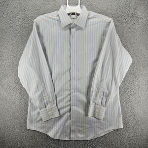 Brooks Brothers 1818 Men's Regent Blue‎ & Yelllow Striped Dress Shirt Sz 16.5-34